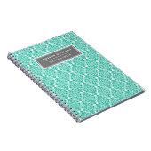 Aangepaste naam Blauw Floral Damask Tulip Pattern Notitieboek (Rechterzijde)