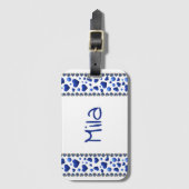 Aangepaste naam, blauw glitter hart bagagelabel (Voorkant (verticaal))