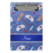Aangepaste naam: blauw glitter verpleegster pet ha mini klembord (Voorkant)