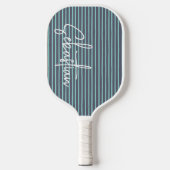 Aangepaste naam Blauw Groen Striped Pickleball Paddle (Voorkant)