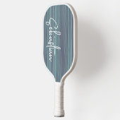 Aangepaste naam Blauw Groen Striped Pickleball Paddle (Links)