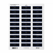 Aangepaste naam, blauw hartglitterpatroon etiket (Full Sheet)