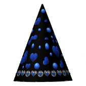 Aangepaste naam, blauw hartglitterpatroon feesthoedjes (Voorkant)