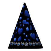 Aangepaste naam, blauw hartglitterpatroon feesthoedjes (Rechts)