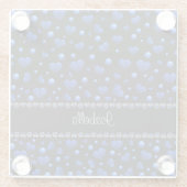 Aangepaste naam, blauw hartglitterpatroon glazen onderzetter (Achterkant)