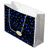 Aangepaste naam, blauw hartglitterpatroon groot cadeauzakje (Voorkant Gekanteld)