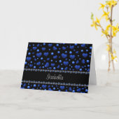Aangepaste naam, blauw hartglitterpatroon kaart (Gele Bloem)