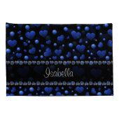 Aangepaste naam, blauw hartglitterpatroon kussensloop (Achterkant-Rechts)