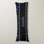 Aangepaste naam, blauw hartglitterpatroon lichaamskussen (Voorkant Verticaal)