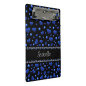 Aangepaste naam, blauw hartglitterpatroon mini klembord (Schuin)