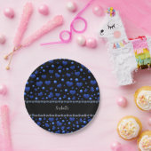 Aangepaste naam, blauw hartglitterpatroon papieren bordje (Feest)
