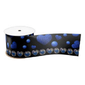 Aangepaste naam, blauw hartglitterpatroon satijnen lint (Spoel)