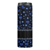 Aangepaste naam, blauw hartglitterpatroon thermosbeker (Achterkant)