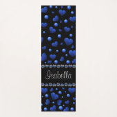Aangepaste naam, blauw hartglitterpatroon yogamat (Voorkant)