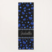 Aangepaste naam, blauw hartglitterpatroon yogamat (Achterkant)