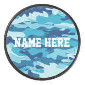 Aangepaste naam blauw leger camo hockey puck cadea (Voorkant)