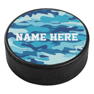 Aangepaste naam blauw leger camo hockey puck cadea