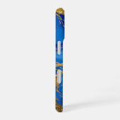 Aangepaste Naam Blauw Marmer en Gold Leaf iPhone 16 Hoesje (Rechterkant)