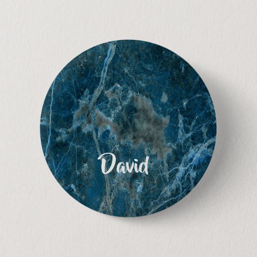 Aangepaste naam blauw marmer ronde button 5,7 cm (Voorkant)