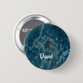Aangepaste naam blauw marmer ronde button 5,7 cm (Voorkant /achterkant)