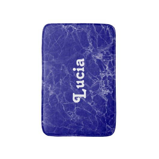 Aangepaste naam blauw marmerpatroon badmat (Voorkant Verticaal)