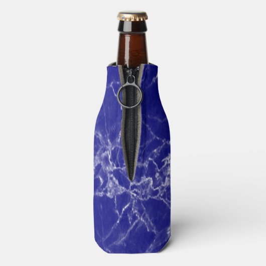 Aangepaste naam blauw marmerpatroon flesjeskoeler (Fles Achterkant)