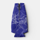 Aangepaste naam blauw marmerpatroon flesjeskoeler (Achterkant)