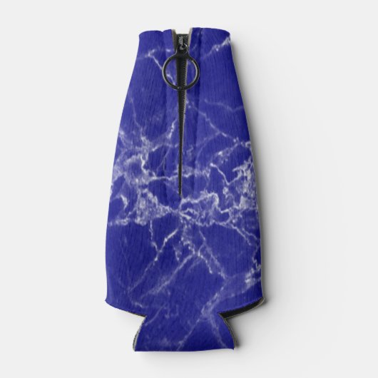 Aangepaste naam blauw marmerpatroon flesjeskoeler (Achterkant)