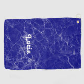 Aangepaste naam blauw marmerpatroon golfhanddoek (Horizontaal)
