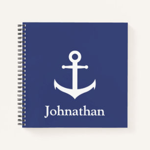 Aangepaste naam Blauw Nautical Spiral notebook Notitieboek