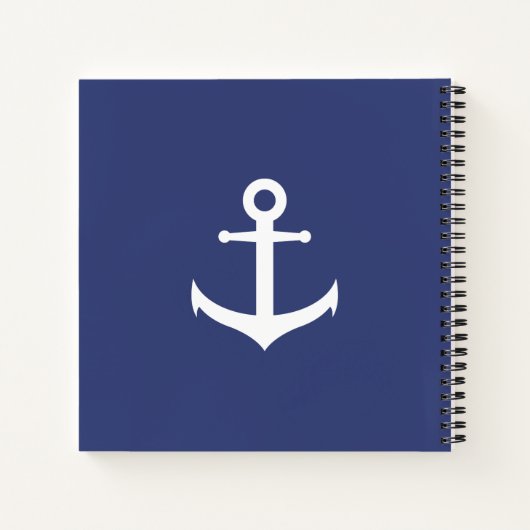 Aangepaste naam Blauw Nautical Spiral notebook Notitieboek (Achterkant)