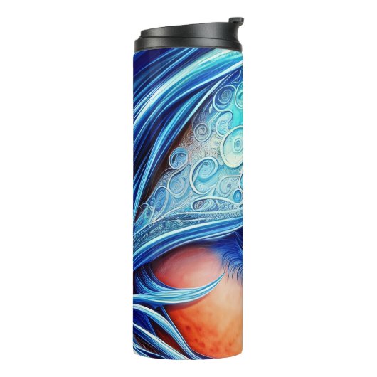 Aangepaste naam Blauw oog Abstracte Fantasy  Thermosbeker (Gedraaid links)