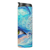 Aangepaste naam Blauw oog Abstracte Fantasy  Thermosbeker (Geroteerd rechts)
