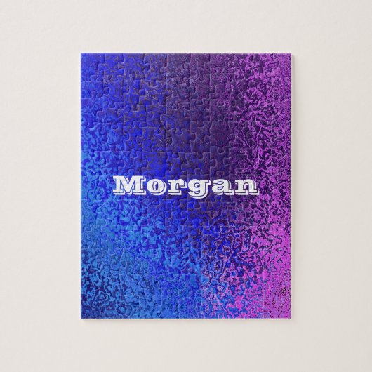 Aangepaste naam blauw paarse glanzende abstracte g legpuzzel (Verticaal)