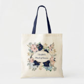 Aangepaste naam Blauw Roze Roze Bridal Tote Bag (Voorkant)