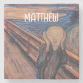 Aangepaste naam blauw sinaasappel De Schreeuw Stenen Onderzetter (Voorkant)