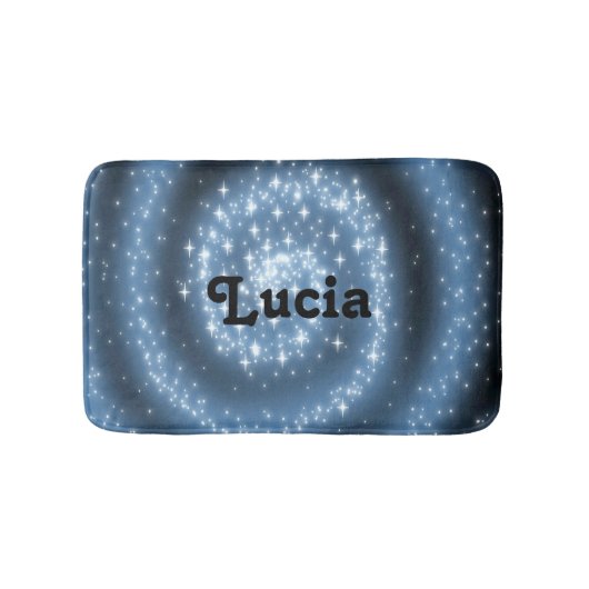 Aangepaste naam blauw spiraalsterpatroon badmat (Voorkant)