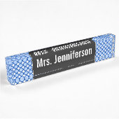 Aangepaste naam + blauw Stip/cirkelpatroon Naambordje