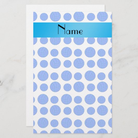 Aangepaste naam blauw volleybalpatroon briefpapier (Voorkant / Achterkant)