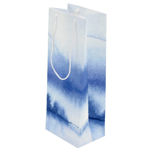 Aangepaste naam | Blauw winterwoudboordocument Wijn Cadeautas (Achterkant Gekanteld)