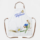 Aangepaste Naam Blauw Witte Anjer Design Schort (Voorkant)