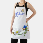 Aangepaste Naam Blauw Witte Anjer Design Schort (Insitu)