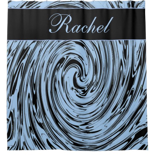 Aangepaste naam Blauw Zwemelen Abstract Patroon Mo Douchegordijn (Voorkant)