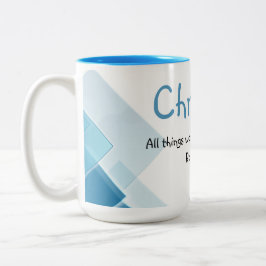 Aangepaste naam blauwe aanmoedigende inspirerende  tweekleurige koffiemok