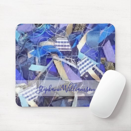 Aangepaste naam Blauwe Abstracte Maximalistische S Muismat (Met muis)