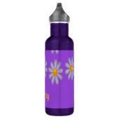 Aangepaste naam blauwe bloemen op paarse waterfles  (Rechts)