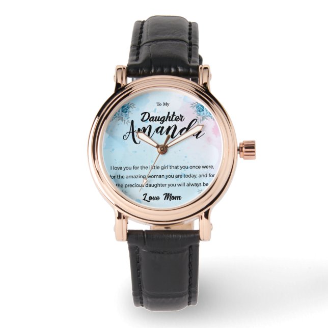 Aangepaste naam blauwe boodschap voor dochter van  horloge (Voorkant)