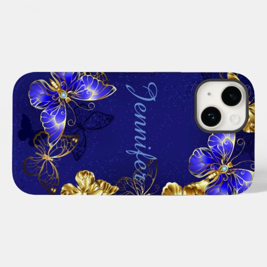 Aangepaste naam Blauwe Butterfly iPhone/IPad Case (Achterkant (horizontaal))