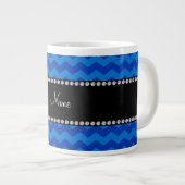 Aangepaste naam blauwe chevrons grote koffiekop (Voorkant rechts)