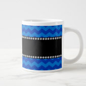 Aangepaste naam blauwe chevrons grote koffiekop (Rechts)